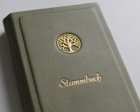 Stammbuch "Lebensbaum" aus hellgrünem Nappaleder